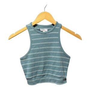 Colsie Minimal Ribbed Stripe Cropped‎ Tank Coastal Clean Girl XS